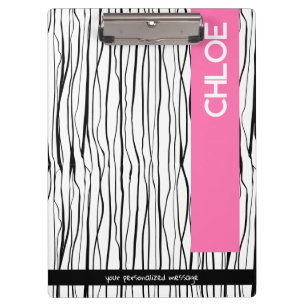 Gepersonaliseerde naam Roze & Zwart Modern Klembord