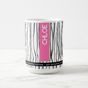 Gepersonaliseerde naam Roze & Zwart Modern Koffiemok