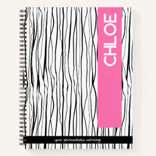 Gepersonaliseerde naam Roze & Zwart Modern Notitieboek