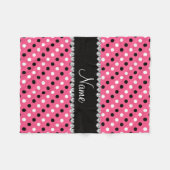 Gepersonaliseerde naam roze zwarte witte polka pun fleece deken (Voorkant (Horizontaal))