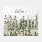 Gepersonaliseerde naam Rustic Green Pine Forest Pi Fleece Deken (Voorkant (Horizontaal))