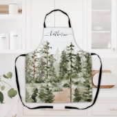 Gepersonaliseerde naam Rustic Green Pine Forest Pi Schort