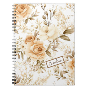 Gepersonaliseerde naam Rustiek Modern Boho Rozen N Notitieboek