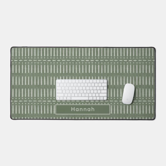 Gepersonaliseerde naam Sage Green Modern Boho Kant Bureaumat (Keyboard & Muis)