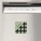 Gepersonaliseerde naam Sage Green Plaid Controleer Magneet (Insitu (Vaatwasser))