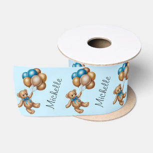 Gepersonaliseerde naam Schattige Beer Gold Blue Ba Lint