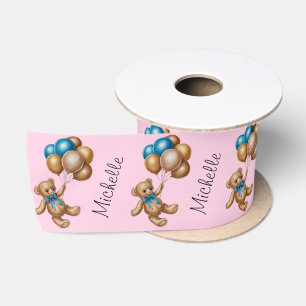 Gepersonaliseerde naam Schattige Beer Gold Blue Ba Lint