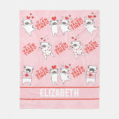 Gepersonaliseerde naam Schattige Dog Pink Fleece D Deken (Voorkant)