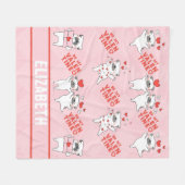 Gepersonaliseerde naam Schattige Dog Pink Fleece D Deken (Voorkant (Horizontaal))