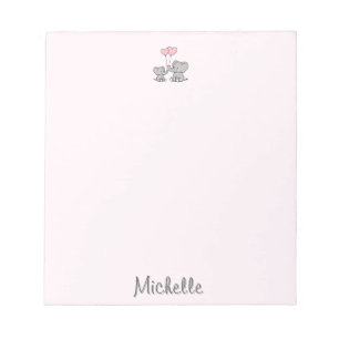 Gepersonaliseerde naam Schattige Olifant Mom & Bab Notitieblok