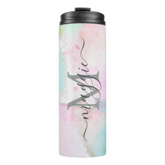 Gepersonaliseerde naam Script Monogram Thermosbeker (Voorkant)