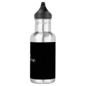 Gepersonaliseerde Naam Script Zwart Trouwwater Waterfles (Rechts)