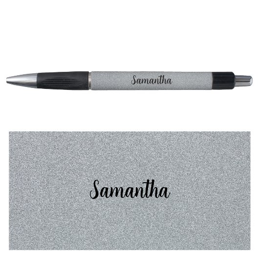 Gepersonaliseerde naam Silver Grey Glitter Pen