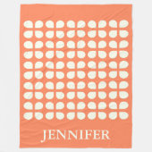 Gepersonaliseerde naam Sinaasappel Cream Retro Geo Fleece Deken (Voorkant)