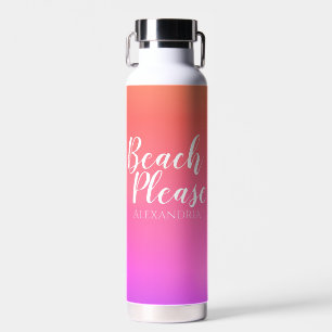 Gepersonaliseerde naam Sinaasappel Roze Ombre Beac Waterfles