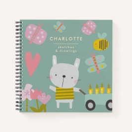 Gepersonaliseerde naam Sketchbook Speelse Bloemenk Notitieboek