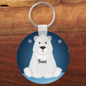 gepersonaliseerde naam sleutelhanger met poolbeer (Voorkant)