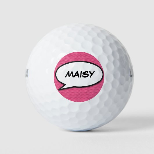Gepersonaliseerde naam Spraak Bubble Roze Golfballen (Voorkant)