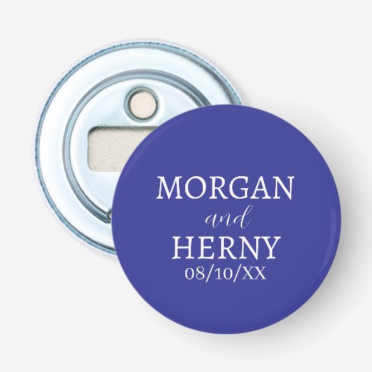 GEPERSONALISEERDE NAAM STIJLVOLE MODERNE TROUW  BUTTON FLESOPENER (Voorkant)