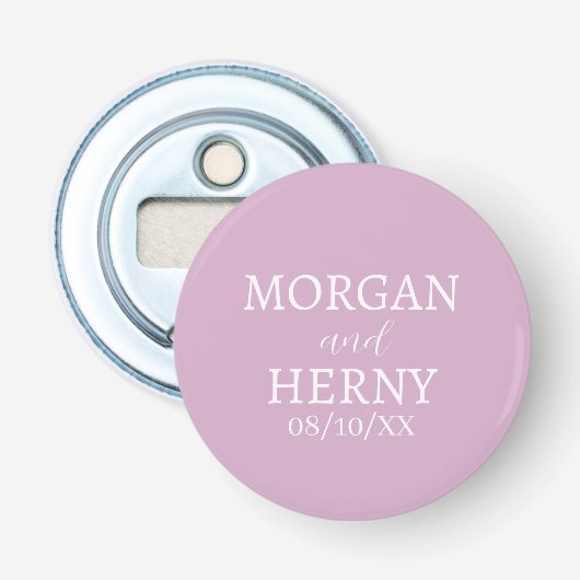 GEPERSONALISEERDE NAAM STIJLVOLE MODERNE TROUW  BUTTON FLESOPENER (Voorkant)