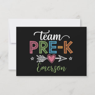 Gepersonaliseerde naam team Pre-K kleuterleidster Bedankkaart