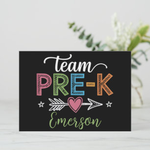 Gepersonaliseerde naam team pre-k kleuterleidster  kaart