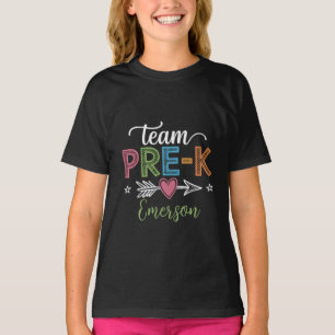 Gepersonaliseerde naam team Pre-K kleuterleidster T-shirt