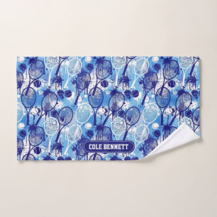 Gepersonaliseerde Naam Tennis Handdoek Blauw Arty