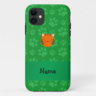 Gepersonaliseerde naam tijgergezicht groen pawpatr iPhone 11 hoesje