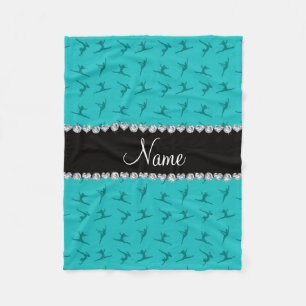 Gepersonaliseerde naam turquoise gymnastiek patroo fleece deken