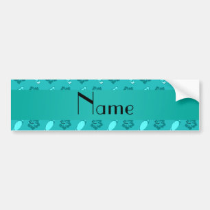 Gepersonaliseerde naam turquoise surfboard patroon bumpersticker