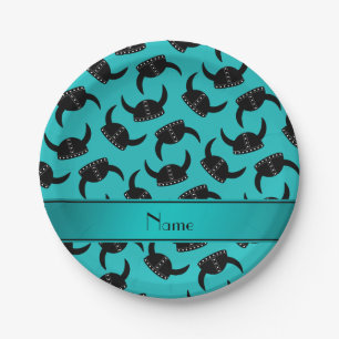 Gepersonaliseerde naam turquoise viking pet patroo papieren bordje