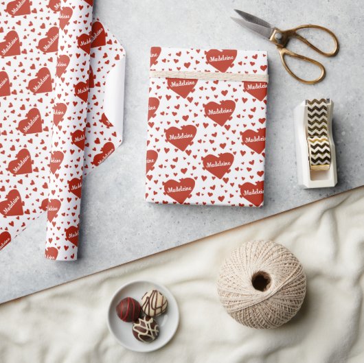 Gepersonaliseerde naam Valentijn Gift Wrap Cadeaupapier (Crafts)