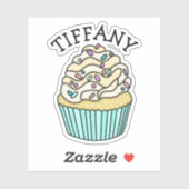 Gepersonaliseerde Naam Vanilla Cupcake met Sprinkl Sticker (Vel)