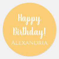 Gepersonaliseerde naam Verjaardag Geel Happy Birth