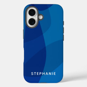 Gepersonaliseerde naam Vibrant Bright Modern Blue iPhone 16 Hoesje