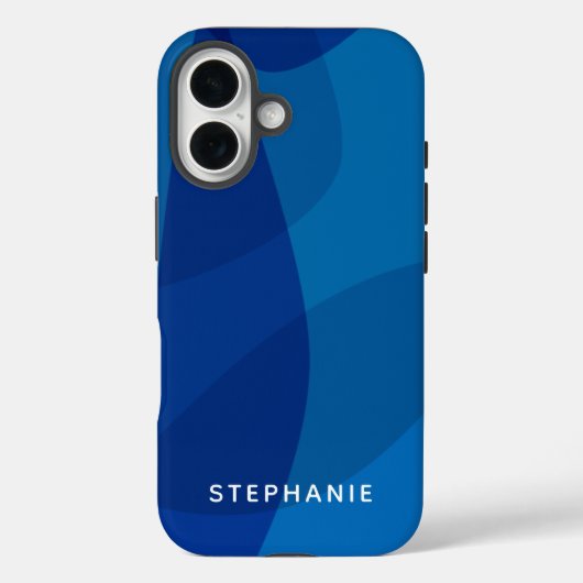 Gepersonaliseerde naam Vibrant Bright Modern Blue Case-Mate iPhone Case (Achterkant)