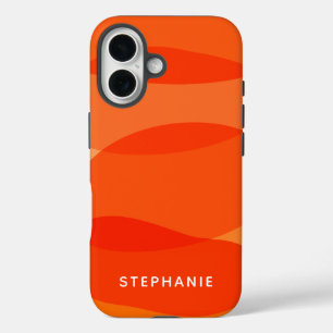 Gepersonaliseerde naam Vibrant rood Sinaasappel Ab iPhone 16 Hoesje