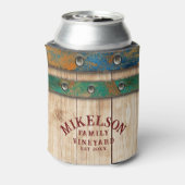 Gepersonaliseerde naam Vineyard Wood Barrel Blikjeskoeler (Blikje Achterkant)