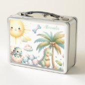 Gepersonaliseerde naam Whimsical Pastel Dinosaur (Achterkant)