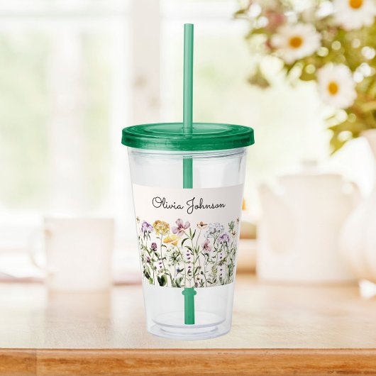 Gepersonaliseerde naam Wildflower Garden Acryl Drinkbeker