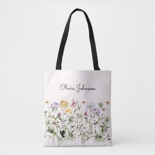 Gepersonaliseerde naam Wildflower Garden Draagtas (Voorkant)