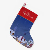 Gepersonaliseerde naam Winter Rooftops Holiday Kleine Kerstsok (Voorkant (Hangend))