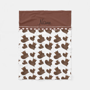 Gepersonaliseerde naam wit beaver patroon fleece deken