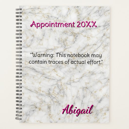 Gepersonaliseerde Naam Wit Goud Marmer Benoeming Planner (Voorkant)