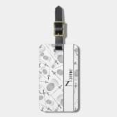 Gepersonaliseerde naam wit omheining patroon bagagelabel (Voorkant verticaal)