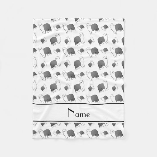 Gepersonaliseerde naam wit Oude Engelse Sheepdog h Fleece Deken (Voorkant)