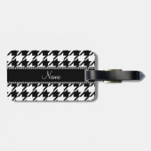 Gepersonaliseerde naam witte houndstooth bagagelabel (Achterkant horizontaal)