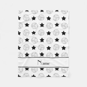 Gepersonaliseerde naam witte volleybalzwarte sterr fleece deken