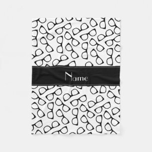 Gepersonaliseerde naam witte zwarte bril fleece deken